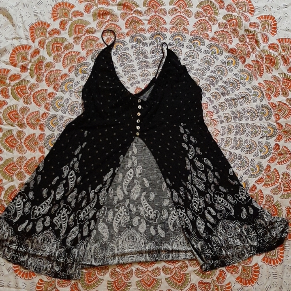 Black patterned UO blouse